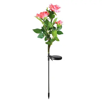 

Outdoor Solar Power Led Light Waterproof Rose Flower Stake Lamp Easy To Install For Home Garden Yard Lawn path Decoration