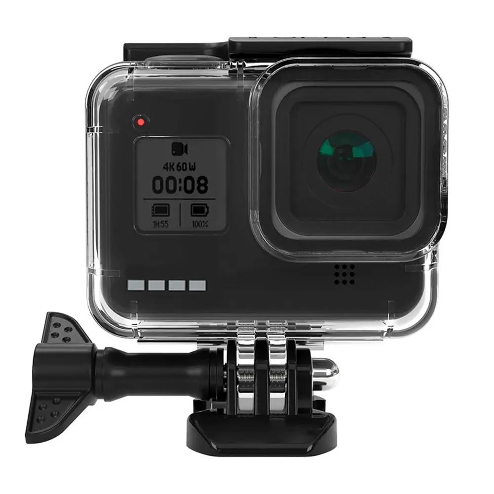 

45m Camera Waterproof Housing Case for GoPro Hero 8 Black Protective Shell Upgrade Rubber Material Cam Protector Cover Filter