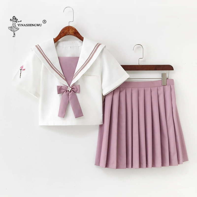 Japanese Pink JK Uniforms College Middle School Students Sailor Uniforms School Anime Cospaly Clothing