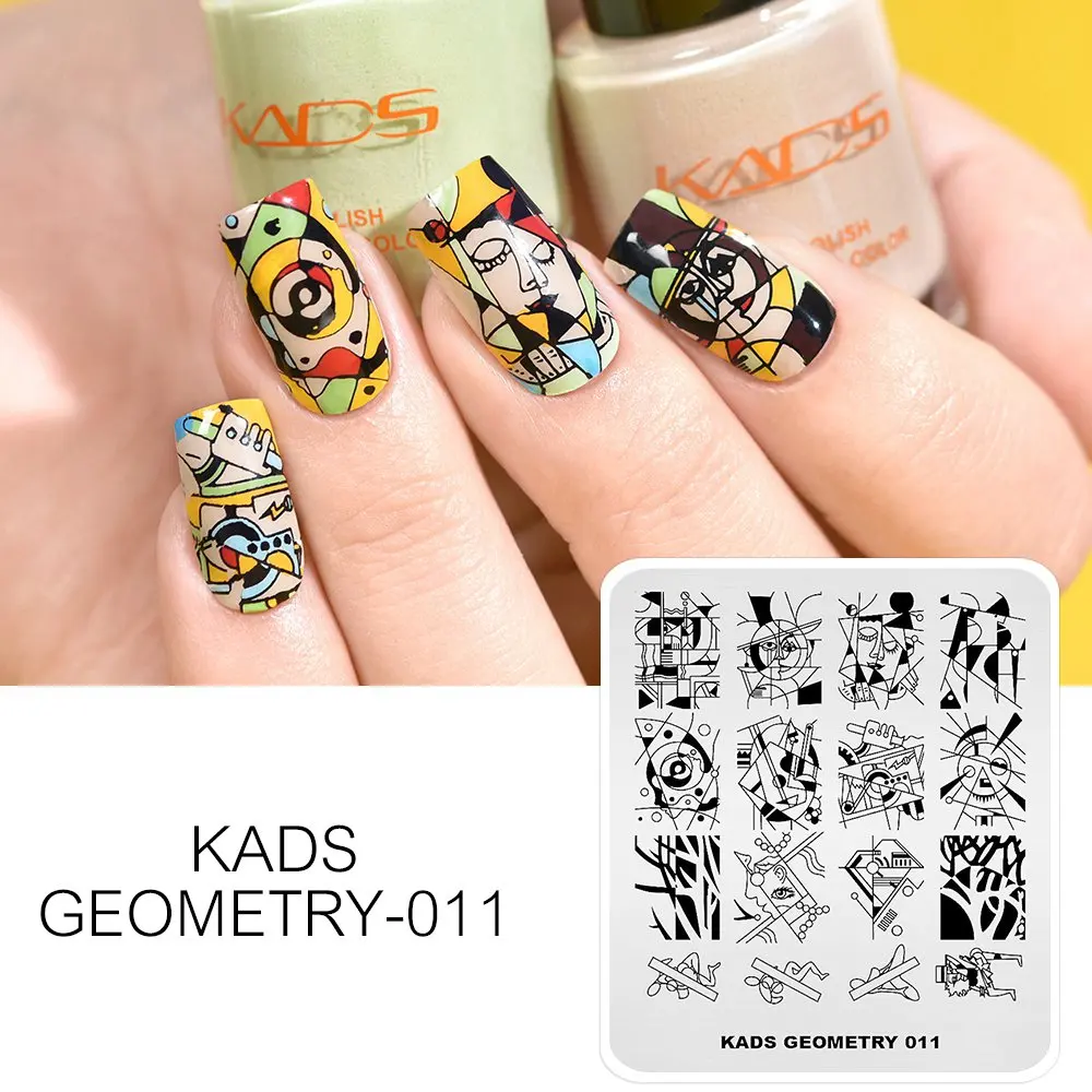 GEOMETRY 011 KADS ногтей штамповки пластины конструкции Геометрическая серия трехмерная линия шаблон для стемпинга для нейл-арта инструменты для ногтей Дизайн ногтей трафарет - Цвет: GEOMETRY 011