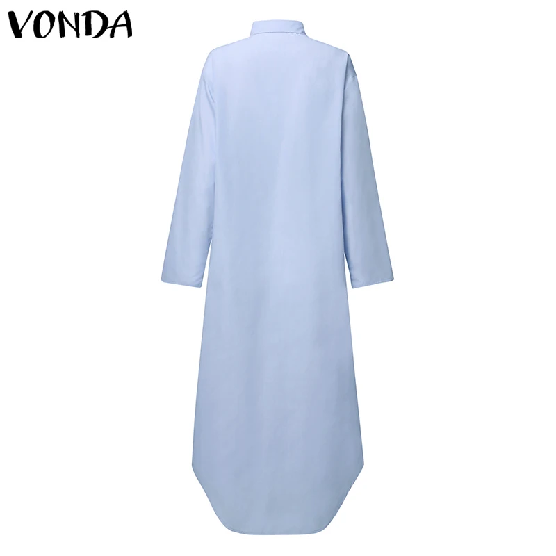 VONDA, модная блузка для беременных, Женские однотонные топы, осенние Рубашки с длинным рукавом, женские асимметричные блузки, туника для беременных