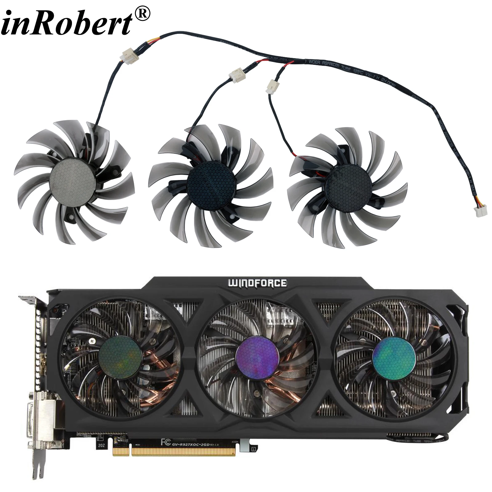Кулер для видеокарты Gigabyte AMD Radeon R9 270X 280X 290X WINDFORCE 3X вентилятор 75 мм T128010SM PLD08010S12H 2Pin