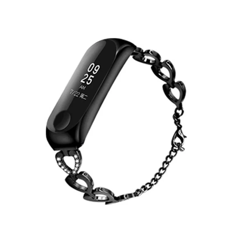 Ремешок в форме сердца для Xiaomi mi 4 браслета mi Band 4 смарт-браслет для mi Band 4 эластичные Наручные Ремни для растяжки mi band 4 браслет - Цвет: black