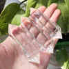 3PCS Natural White Quartz Clear Crystal Obelisk Reiki Treatment Healing Stone Polishing Double-pointed Hexagonal Wand 4