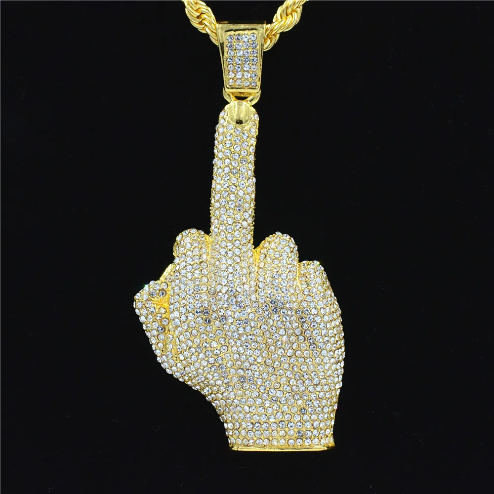 Мужская хип хоп ожерелье средний палец вверх по жесту Баскетбол Джерси