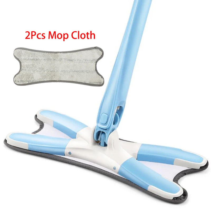 X type Wash Free Floor Mop with Replace Microfiber Mop Cloth Auto Extrusion Flat Mops for House Cleaning Kitchen Cleaning Tools - Цвет: White