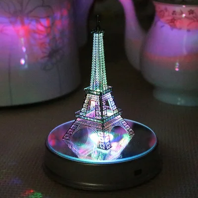 Рокфеллер Плаза 3D металлическая головоломка Diy ремесла мини-строительство Movelty огни детские развивающие игрушки домашний декор взрослые Пазлы - Цвет: Eiffel Tower