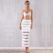 

Sesidy Summer Women Bodycon Bandage Sets Vestidos 2 Two Pieces Set Spaghetti Strap Top Tassels Celebrity Evening Party Dress