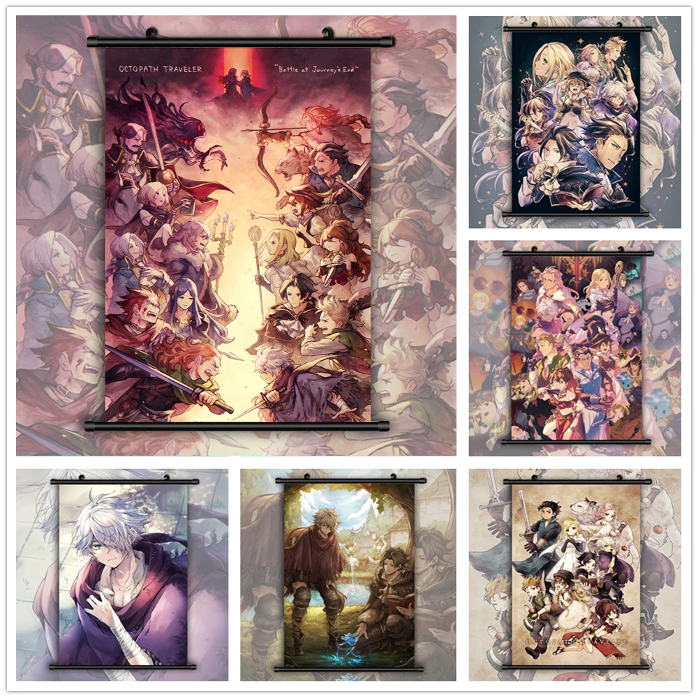 Octopath Traveler PRIMROSE THERION Anime Wall Art Poster Scroll Home Decoration 