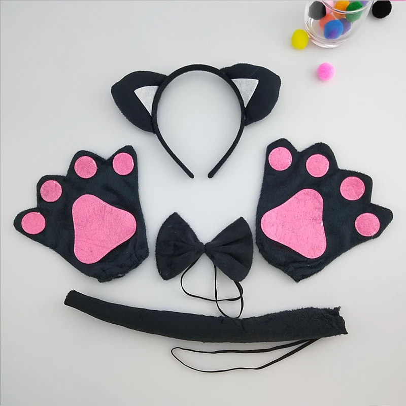 Bandeau Avec Patte De Queue Avec Chat Noir Et Blanc Accessoire De Cosplay Animaux Pour Enfants Garcons Et Filles Cadeau D Anniversaire Halloween Noel Aliexpress