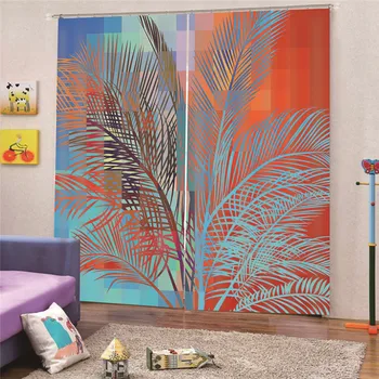 

Tropical Plants Curtains Blind For Living Room Door Tulle On The Window Wall Panel Curtain Cortinas Para La Sala Dormitorio