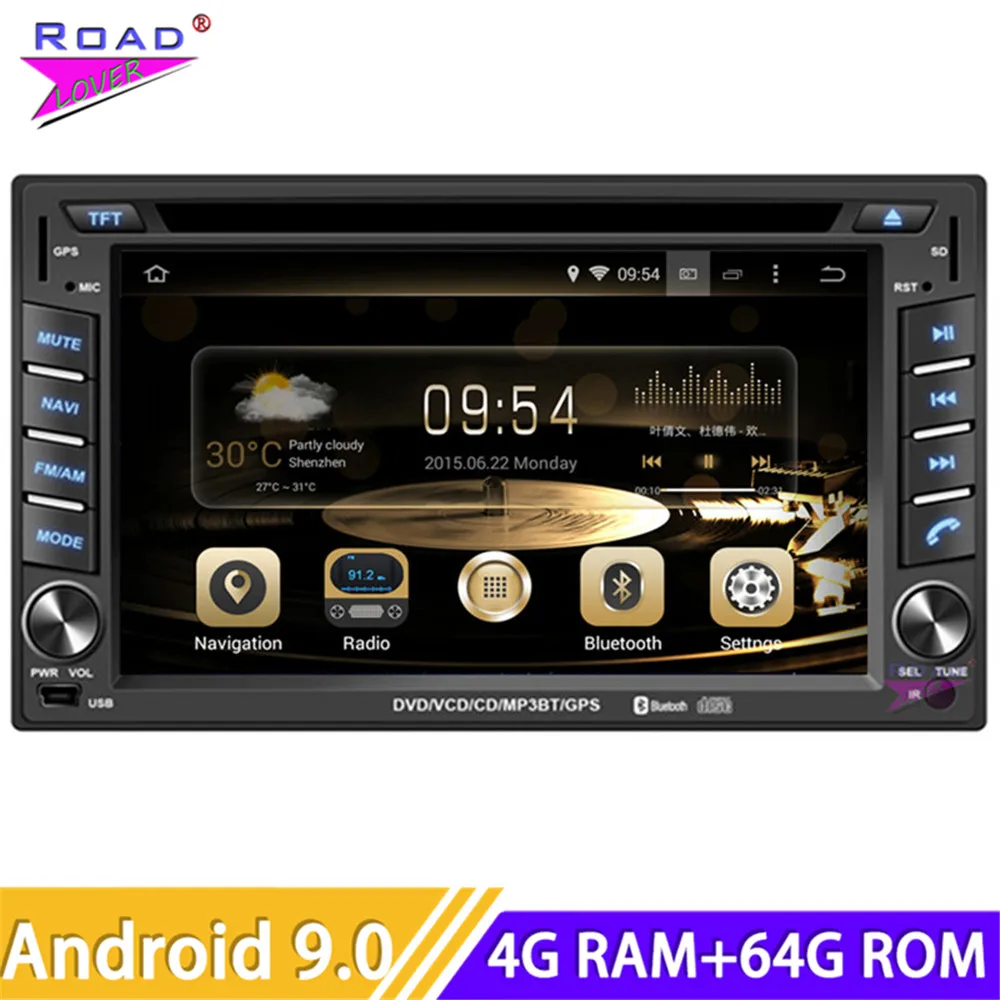 Roadlover Android 9.0 Car Multimedia DVD Player Radio For 6.2Inch Universal Stereo GPS Navigation Magnitol 2 Din 178mm* 102mm