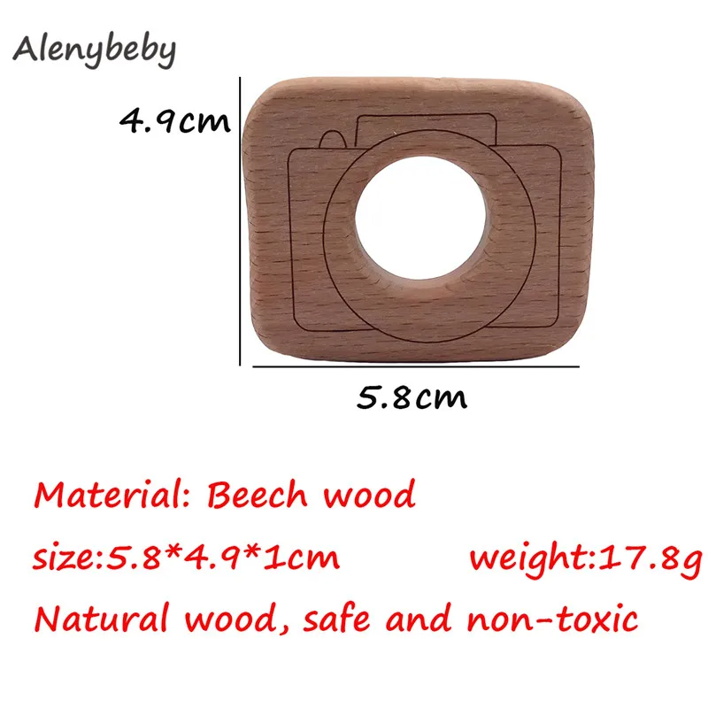 camera-50pcs 50pcs DIY Baby Teether Toys Organic Natural Beech Wooden Hand Cut Toy Baby Wooden Teether Gift Wooden Personalized Pendent - Цвет: camera-50pcs