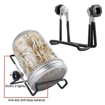 

4 Pcs Stainless Steel Sprouting Lids with 2 Pcs Stainless Steel Sprouting Bracket Sprouting Cover Set for Wide Mouth Mason Jars
