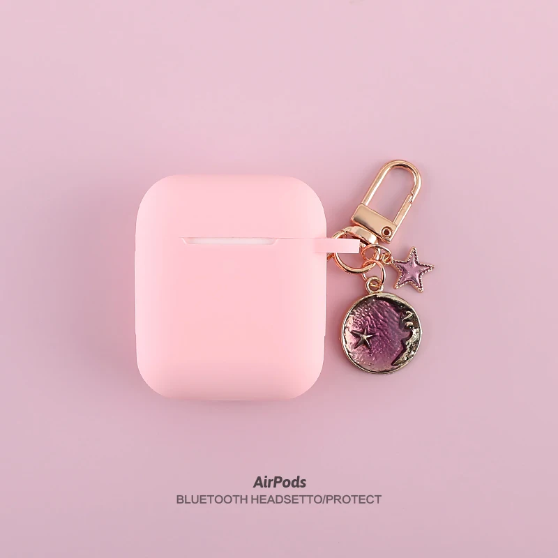 Для Apple Airpods 2 Чехол Dream Star беспроводной Bluetooth защитный чехол для наушников с гладкой сенсорной зарядной коробкой Защитная крышка - Цвет: Розовый