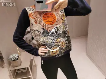 

2020 Women Spring Runway Vintage Jacquard Sweater Long Sleeves Silk Cashmere Pullover Knit Sweater Brand High Quality Hot Sale