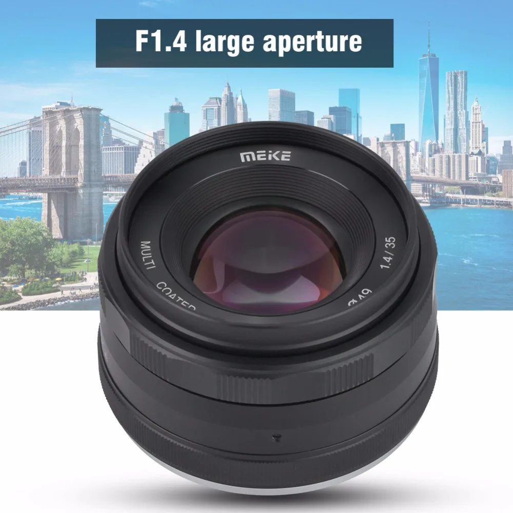 Meike 35 мм f1.4 объектив с большой апертурой ручной фокусировки для Fujifilm FX Крепление камеры для sony E NEX3/A5000/A5100/A6000/A6100/A6300