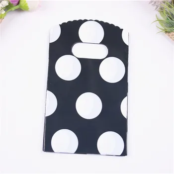 

Wholesale 50pcs/lot 9*15cm Small Black Jewellery Accessories Pouches with White Polka Favor Party Packaging