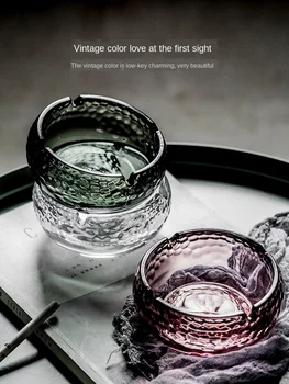 

Modengzhufu Large Glass Ashtray Household Transparent Ashtray Cool Living Room Office Cigar Ashtray