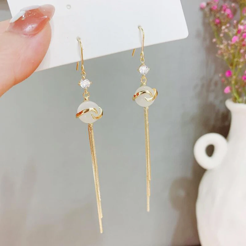 [DOROCY] 14k Vivian Colorbar Long Earrings 韓国アクセ Gold Colored Chain Pierce_staple/long｜cobaco