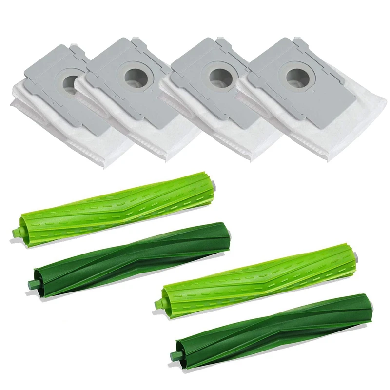 

For Robot Automatic Dirt Disposal Dust Bags and Rubber Brushes for Irobot Roomba I7 I7+/I7 Plus E5 E6 Vacuum Cleaner (4 Pcs Dust