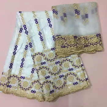 

red bazin riche getzner 5yards cotton fabric 2019 style hot sales with 2yards mesh lace fabric for dress Hot sell