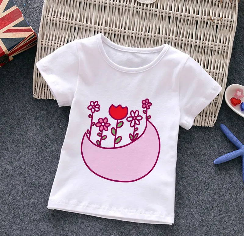 

24M-9T Summer Children Tops New Printed Baby Tshirt Moon Cute Girls Tshirt Casual Short Sleeve Round Neck White Boy Tshirts Kids