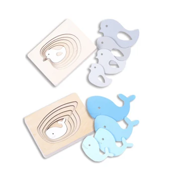 

Kids Wooden Puzzle Toys 3D Cartoon Animals Baby Multilayer Jigsaw Puzzles Board Cute Children Educational Games Montessori Toys