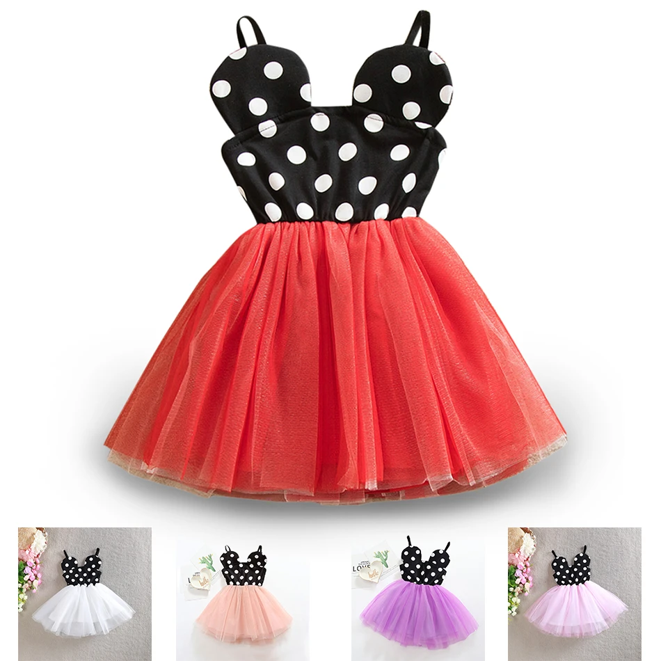 Vestido de dibujos animados de Mickey Minnie para niña, ropa de de cumpleaños con lunares, traje princesa para niño, vestidos de bonitos en 5 colores|Vestidos| - AliExpress