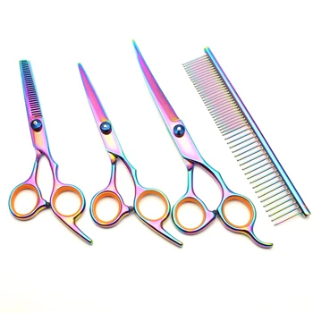 

Sharp Edge Multicolor Stainless Steel Pet Grooming Scissors Set Dog Cat Home Straight Curved Shear Thinning Small Animals
