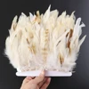 Plumas de pollo blancas naturales, 1 metro, flecos elegantes, 10-15cm, cinta de plumas de gallo para Festival y adorno para ropa de fiesta, artesanía ► Foto 1/6