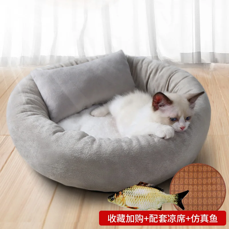 Кошачий наполнитель летняя кровать для кошки плюс бархатный коврик для кошки спальный коврик кошачьи принадлежности для питомцев, зимний, теплый питомник четыре сезона универсальный - Цвет: Simulation fish Mat