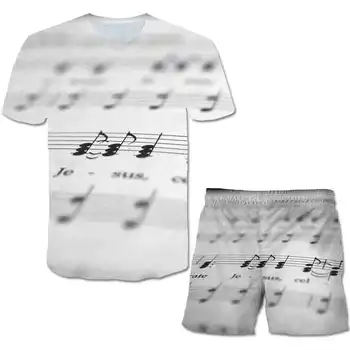 

Kids Clothes Fashion Music Note style Boys Outfits Baby Girl Summer Tees Suits 4-14 Years Children Clothing T-shirt + Shorts