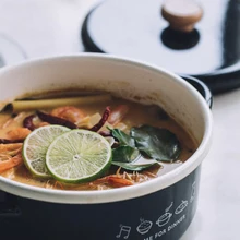 Японский стиль утолщенный эмалированный фарфор горшок Бытовая эмаль для супа риса мультяшная чашка черная кастрюля посуда для варки stewpan