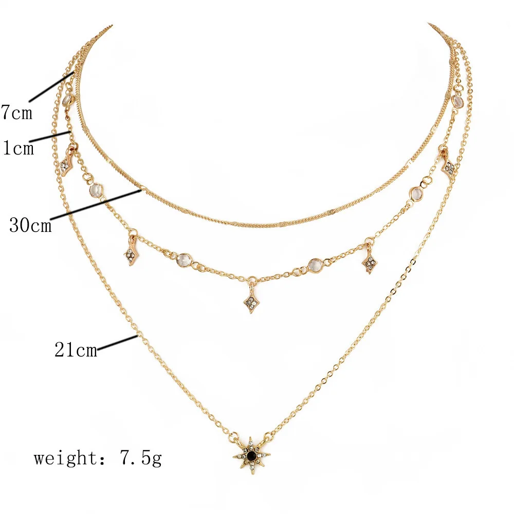 Мода Boho многослойное ожерелье s& Подвески Винтажное колье-чокер с Луной для женщин Золотое колье Femme вечерние ювелирные изделия Bijoux