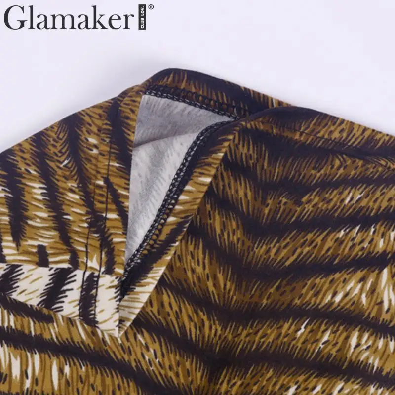 Glamaker трикотажный топ на бретелях для женщин с принтом тигра уличная сексуальный топ женский трикотажный короткий топ с животным принтом короткие майки топы на бретельках