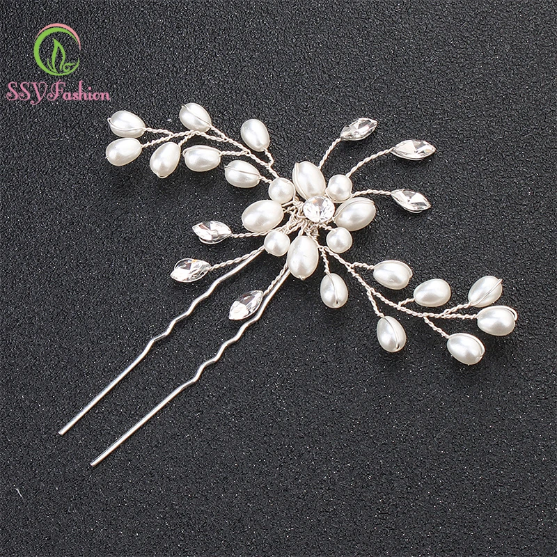 SSYfashion Fashion Rhinestone Pearl Hairpin U Shape Wedding Hair Disk Headwear Party Accessories Jewelry Pin | Украшения и