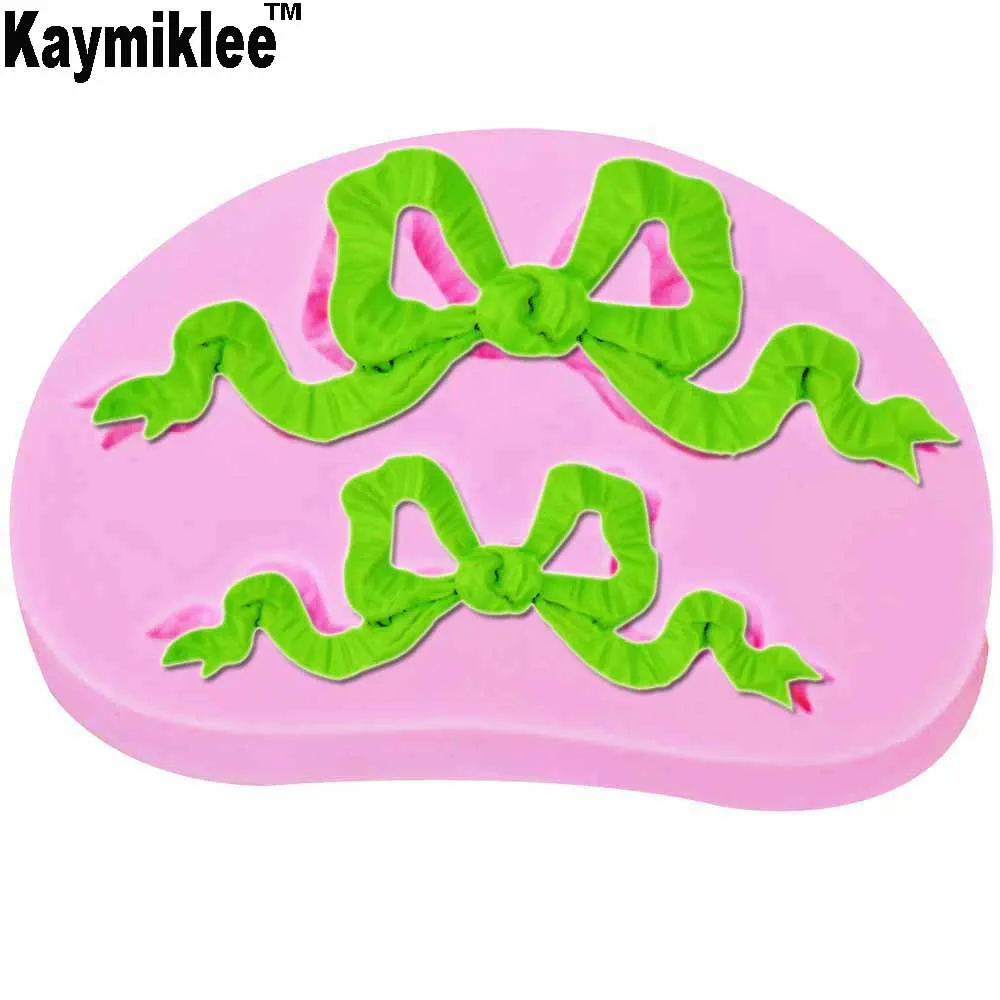 Kaymiklee M841 лента бант рельефные силиконовые формы для помадки инструменты для украшения торта Форма для шоколада формы для мастики
