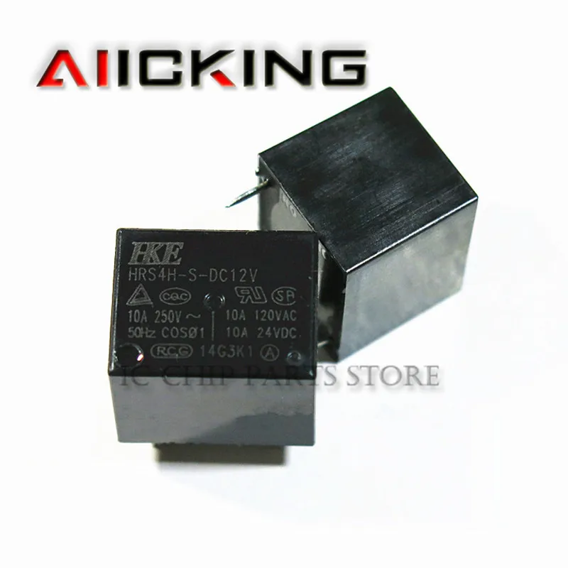 5pcs/lot HKE Auto relay HRS4H-S-DC12V-A 4PIN 12V 10A 100% new original relay in stock 12v 4pin with copper terminal auto relay with socket 1 piece waterproof automotive relay 12v 5pin 40a car relay