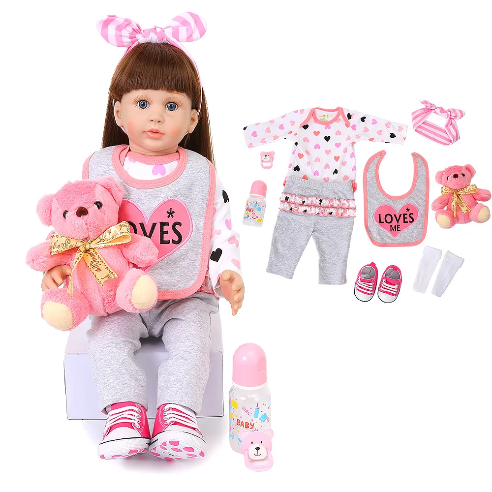 

60cm Reborn Baby Doll Toys For Girl 24''Soft Silicone Exquisite Princess Toddler Alive Babies Children's Playmate Gifts