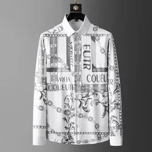 

Men Shirts Embroidery Business Casual Dress Shirt Spring Long Sleeve Social Party Streetwear Blouse