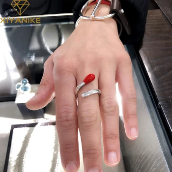 

XIYANIKE 925 Sterling Silver New Match Head Rings Simple Fashion Temperament Unique Design Opening Female Creative Light Luxury