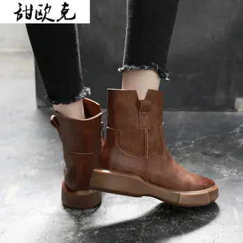 comprar 2020 Botas De Neve De Inverno Quente Botas De Neve Botas De Inverno Botas De Couro Macio Do Plutônio Do Vintage