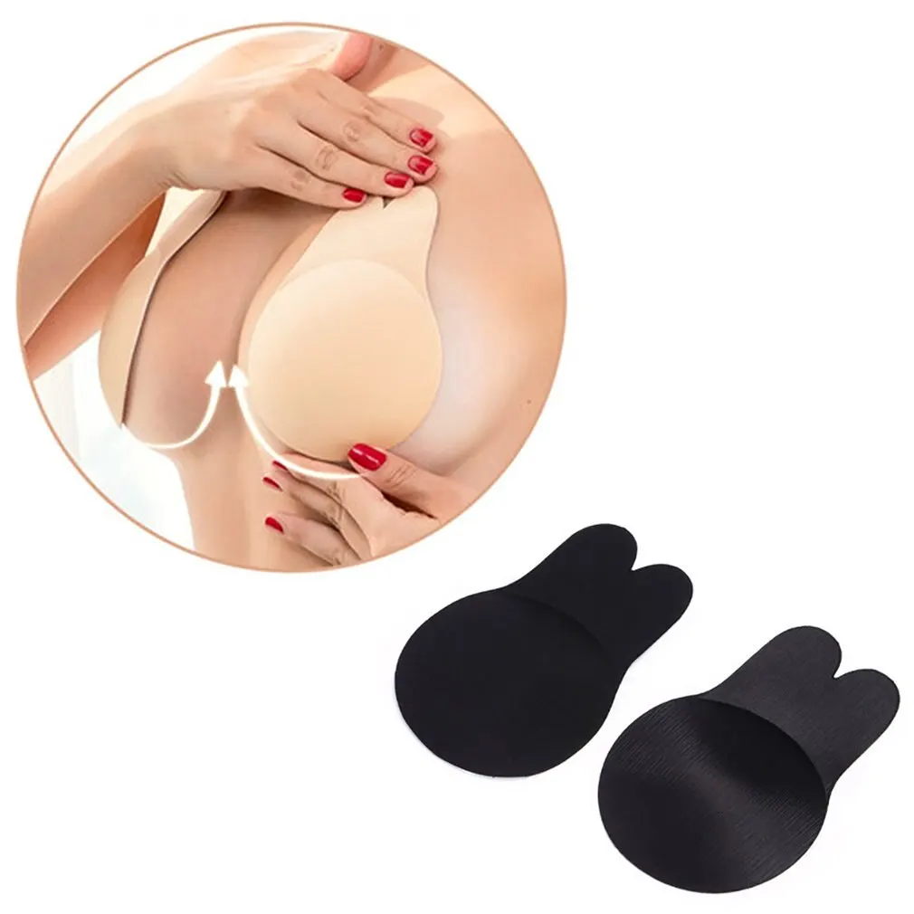 Rabbit Ear Self Adhesive Push Up Bra Women Sticky Invisible Silicone Strapless Backless Bras Bralette Underwear женщины push up бюстгальтер невидимый силиконовый кружева вверх bralette бесшовные бюстгальтеры нижнее белье