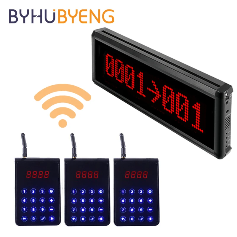 

BYHUBYENG Queue Management Pager System For Restaurant Queue Calling Display Transmitter Support Channel Machine Relogio Digital