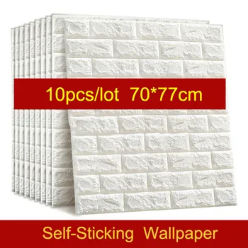 

10PCS Self Adhesive Waterproof TV Background Brick Wallpapers 3D Wall Sticker Living Room Wallpaper Mural Bedroom Decorative