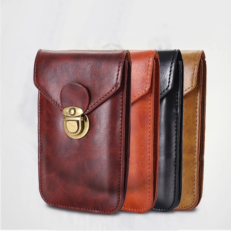New 6 ' Men PU leather Waist Bags Zipper Small Card Holder Phone Wallet Packs Belt Durable Fanny Purse Black Coffee High Quality | Багаж и