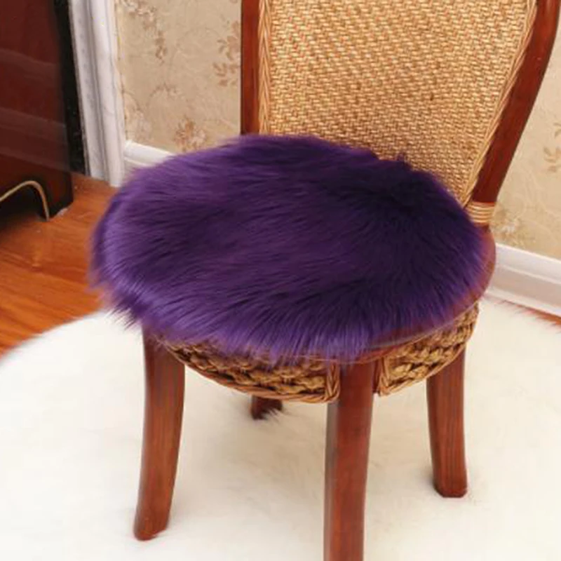 purple Коврик для стула, коврик для сиденья, коврик из меха, теплый искусственный текстиль, мягкая овчина, коврик для стула, украшение, шерсть, теплый ворсистый ковер - Цвет: purple