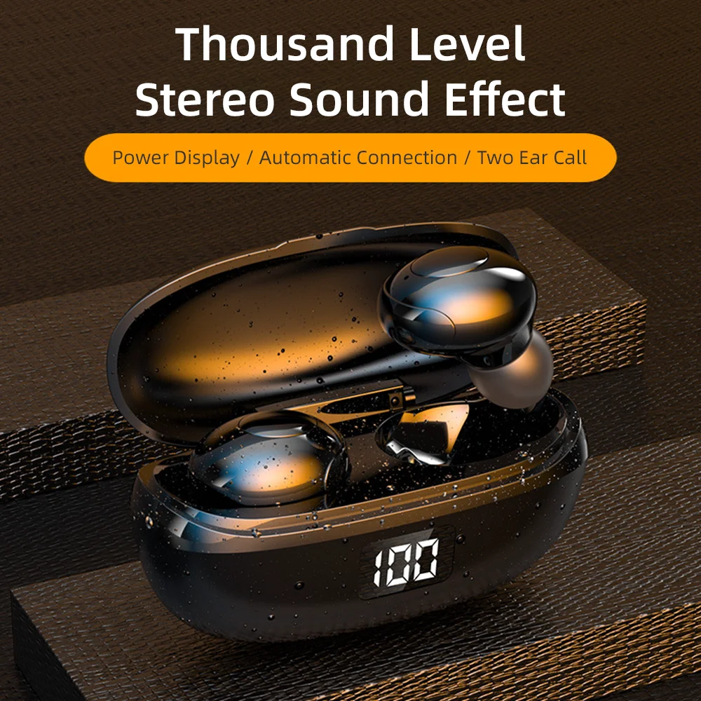 LED Bluetooth Earphone 5 0 Wireless TWS HIFI Handsfree Music In Ear Earbuds Noise Reduction Digital Display For Android iPhone