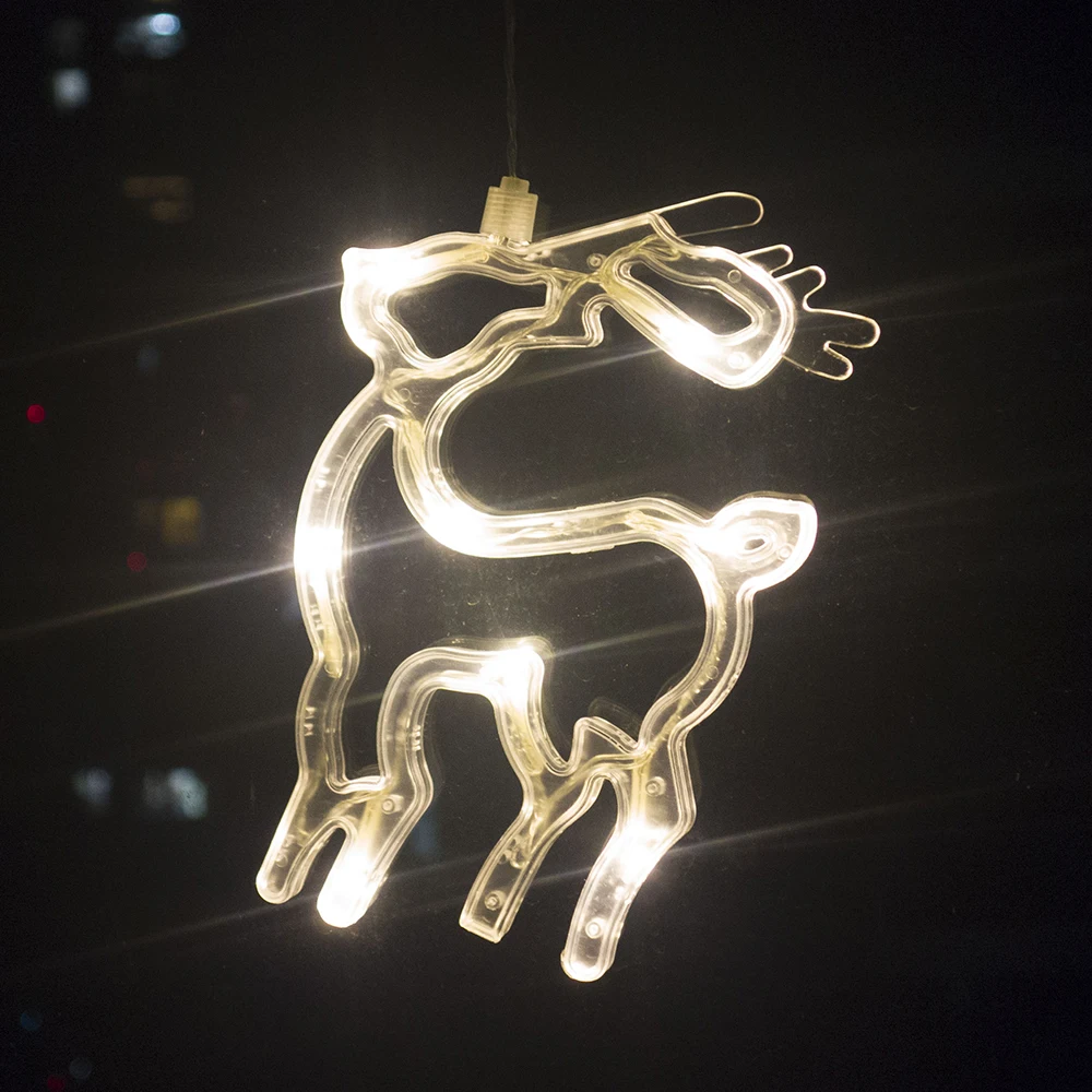 Светодиодный светильник-колокольчик для праздника, Рождественский подвесной светильник с батареей, Рождественский Декор, светильник на присоске, Рождественский светодиодный светильник для декора окна - Испускаемый цвет: Reindeer
